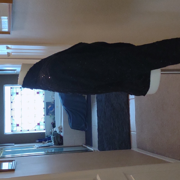 Vintage Black Tie Oleg Cassini black sequin blazer size 4P - Picture 3 of 10